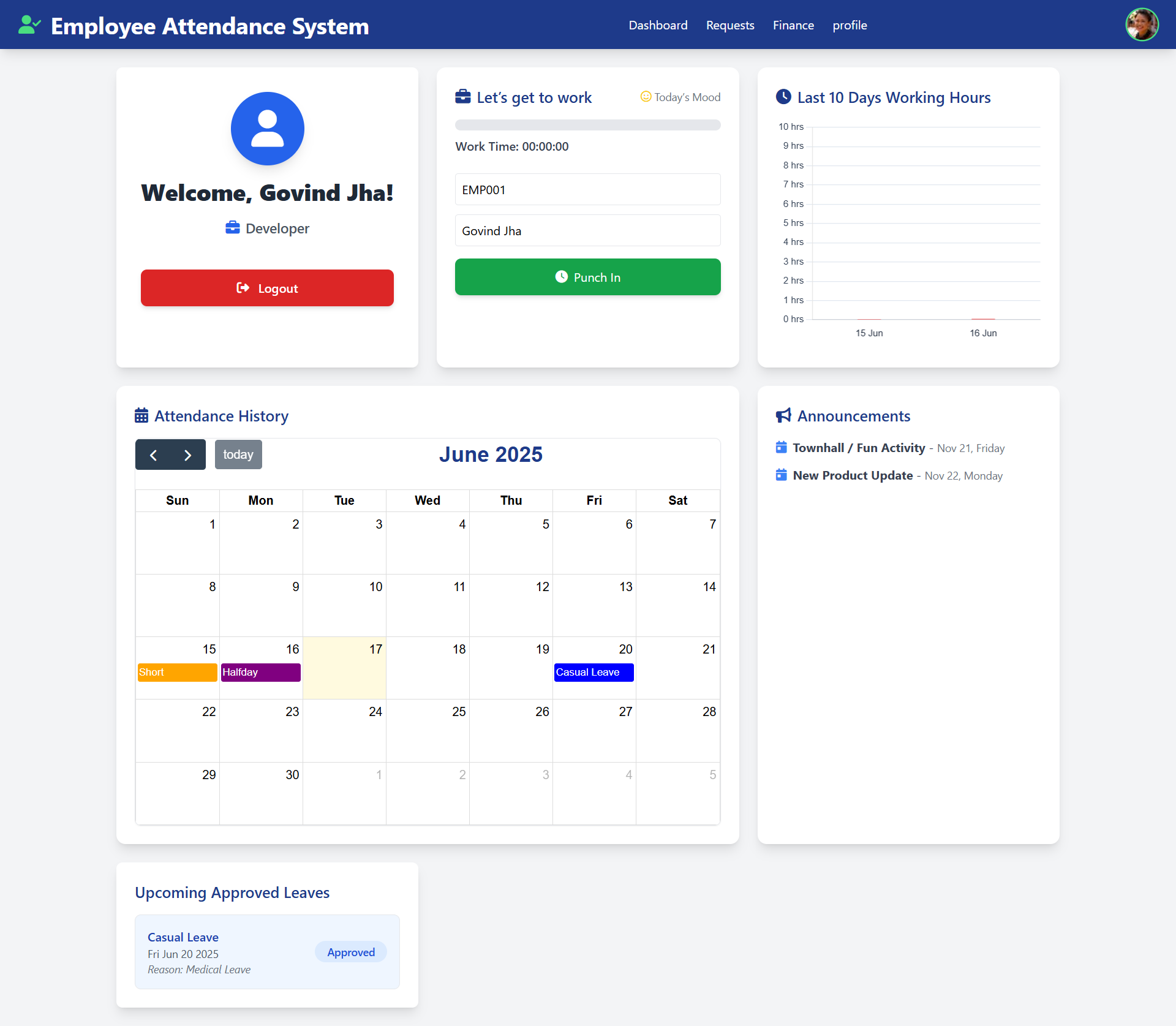 HRMS Screenshot